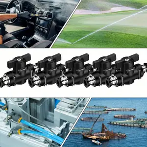 5 Pcs Pneumatic Ball Valve Push to Connect Fittings 1/4" x 1/4" OD PVC Air Flow Control Valve Air Straight Union Quick Connect Hose Fittings