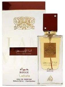 Lattafa Ana Abiyedh Rouge Eau de Parfum 100ml - Liquid Fragrance with Saffron & Bitter Almonds Top Notes for Everyone