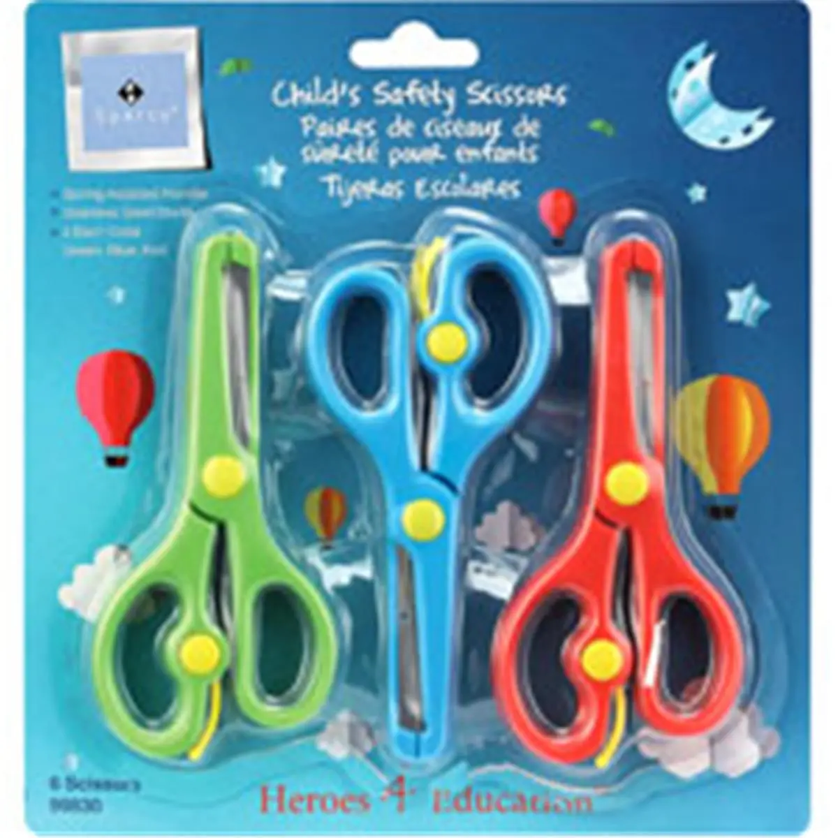 212 MAIN Sparco SPR99830 Child Safety Scissors Set - Stainless Steel Blade, Spring-Assist, Ambidextrous Design, Assorted Colors, Safe Cutting, Classroom Supplies