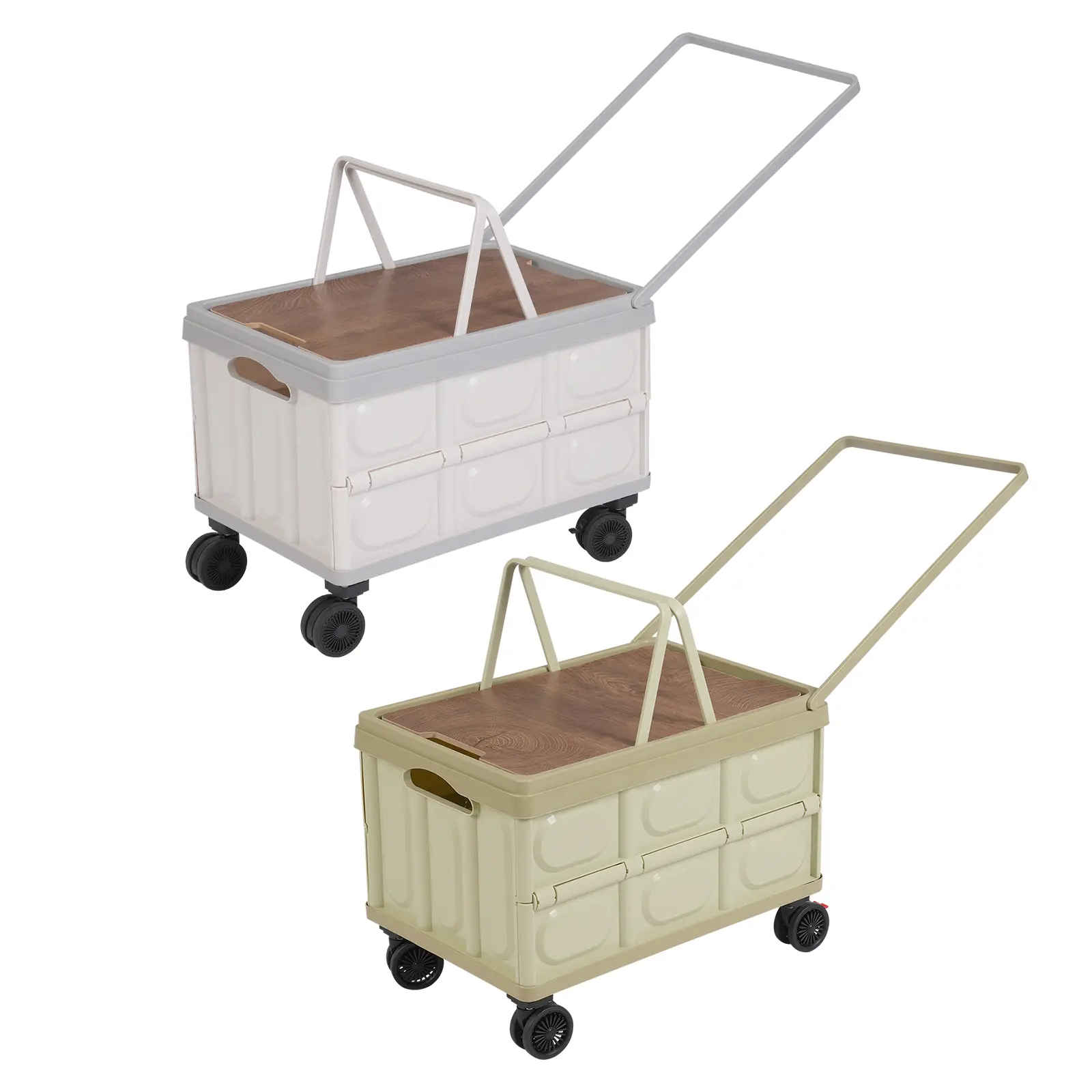Collapsible Foldable Wagon - Large Capacity Rolling Home Storage Organizer Cart, Indoor-Outdoor Home Supplies Organizer