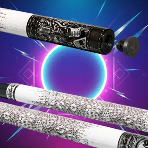 EVO Rebel Carbon Fiber Pool Cue with White Leather Wrap - Pro Taper, 12.5 mm Tip, Ultra-Stiff Stainless 3/8-8 Joint, 19-19.5 oz, 29" Shaft & Butt