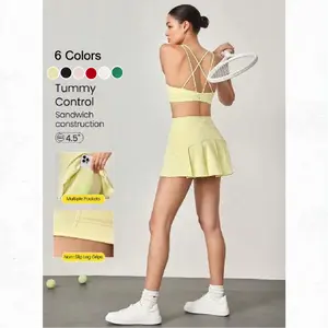 GLOWMODE 4.5" Comfy Stretchy 360° Tummy Control Ultra High-Waist V-Shaped Hip Ruffle Workout Skirt With Built-In Shorts Tennis Golf Daily Spring Summer TikTokShopBlackFriday