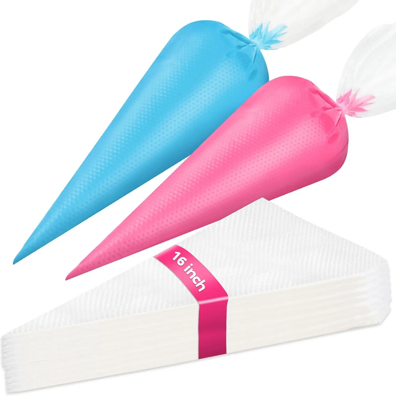 Piping Bags Disposable 16 Inch, 100 count Extra Thick Pastry Icing Piping Bags for Cake & Cookie, Non-Slip Anti-Burst Cake Frosting Decorating Bags Easy to Squeeze