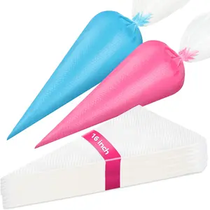 Piping Bags Disposable 16 Inch, 100 count Extra Thick Pastry Icing Piping Bags for Cake & Cookie, Non-Slip Anti-Burst Cake Frosting Decorating Bags Easy to Squeeze