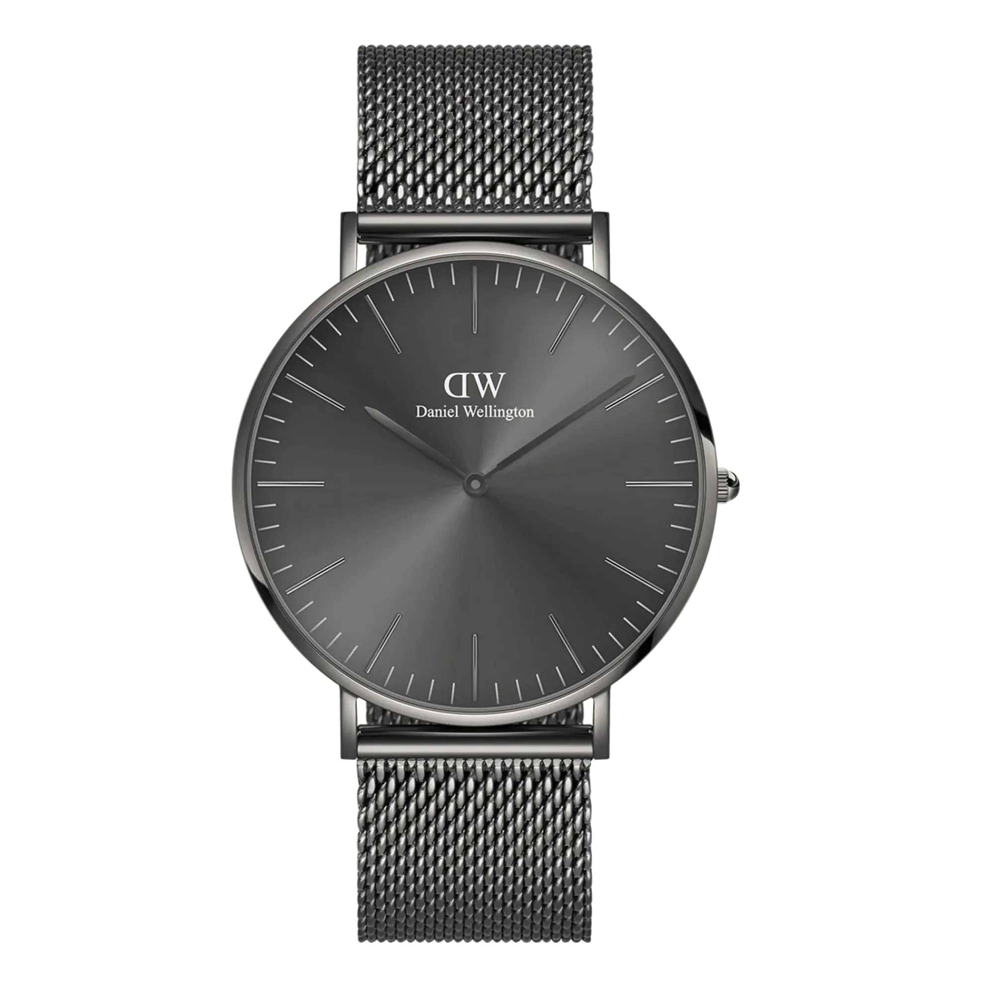 Daniel Wellington Classic Mesh Graphite Graphite Mesh Mens Watch DW00100630, Modern Minimalist Wrist Watches, Silver Tone Wrist Watches