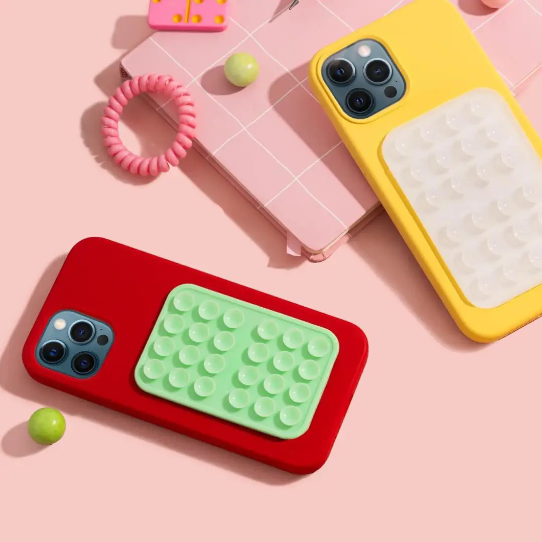 Silicone Suction Phone Case Adhesive Mount || (iPhone and Android Cellphone case Compatible, Hands-Free Mobile Accessory