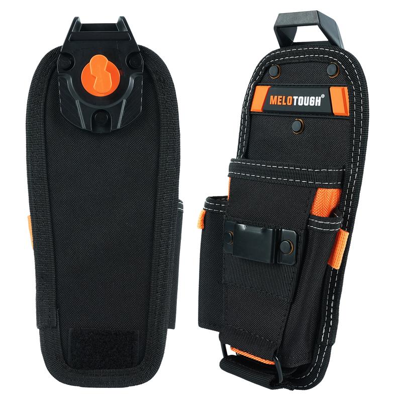 MELOTOUGH Small Tool Pouch with Quick Release Belt Clip Heavy Duty 600D Material 8 Pockets Electrician Tape Holder for Technicians & Maintenance Workers Rugged Construction Durability