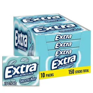 EXTRA Gum Smooth Mint Gum Sugar Free Chewing Gum Individually Wrapped Mint Gum Bulk Pack, 15 Stick (Pack of 10)
