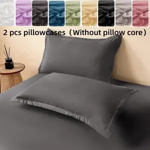 Soft Breathable Pillowcases Set of 2, Skin-Friendly Envelope Closure, Ideal for Bedroom and Guest Room, Pure Color Cushion Covers