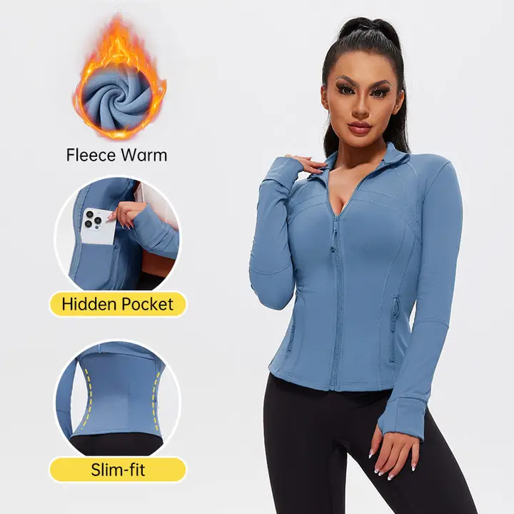 AFZ Women's Zip-up Stand Collar Solid Color Long Sleeve Sports Jacket, Zip Up Workout Jacket Trendy Outfits, Gym Clothes Back To School Outfits #fallf