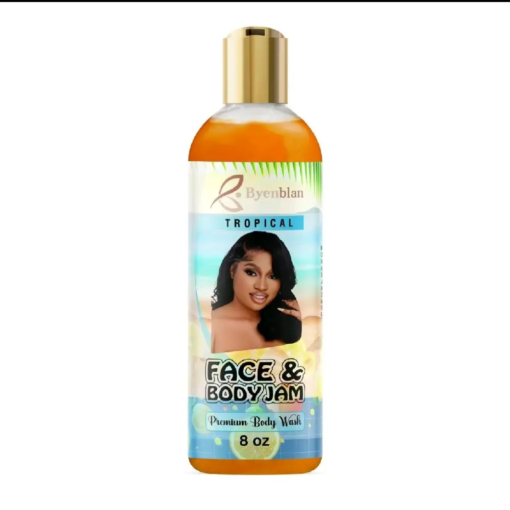 Byenblan Tropical Face & Body Jam Premium Body Wash 8 oz - Vibrant Clean, Luscious Escape, Hydrating Refreshing Experience, Soft Smooth Skin, Divine Scent