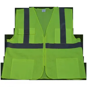 Petra Roc LVM24-4X-5X Reflective Hi Vis Work Safety Vest, ANSI Class 2 All Mesh 4-Pocket, High Visibility Lime - 4X,5X, Reflective Safety Vest