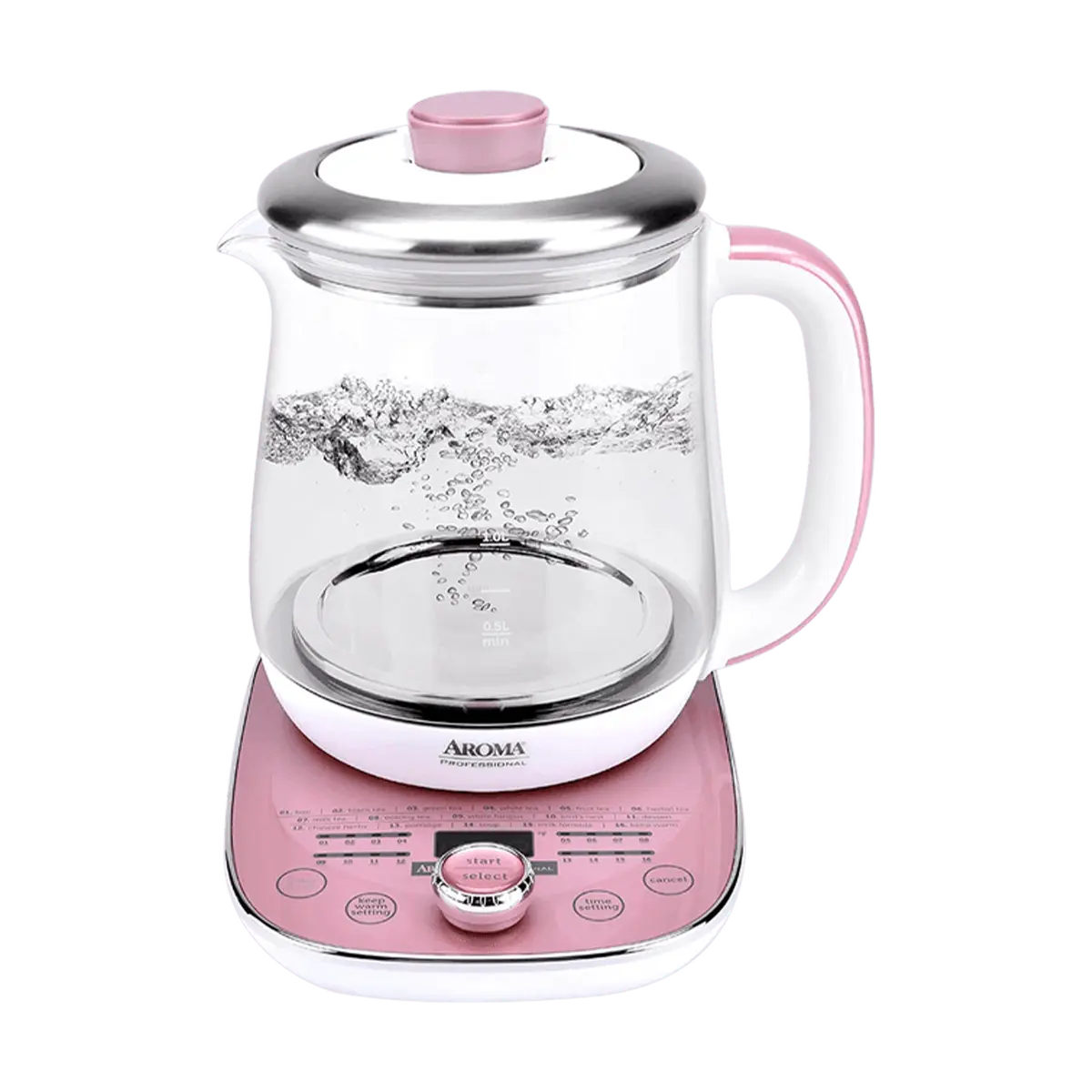 AROMA Glass Electric Kettle 50.72 fl oz Rose Gold AWK-701 - Multi-Function Tea Maker