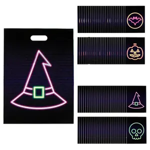 12 1/2” x 17" Bulk 100 Pc. Neon Halloween Plastic Goody Bags