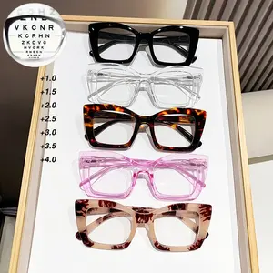 5pcs Trendy Rectangular Fashion Reading Glasses, Clear Vision Women's Eyewear, Practical Spring Hinges, High-End Accessories