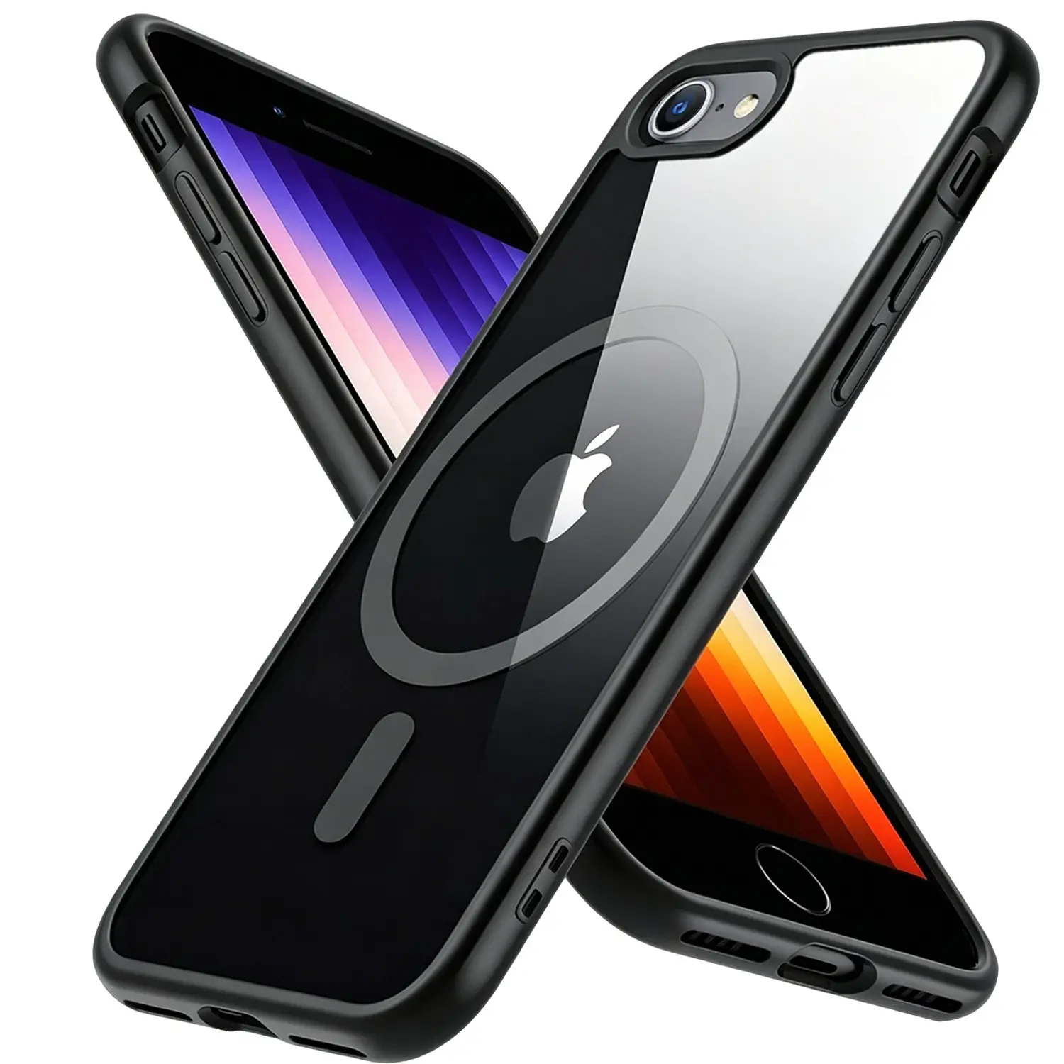 Transparent Magnetic for iPhone  7 8 SE2 SE3 7Plus 8Plus  Wireless Charging Protective Case Hard Acrylic Cover
