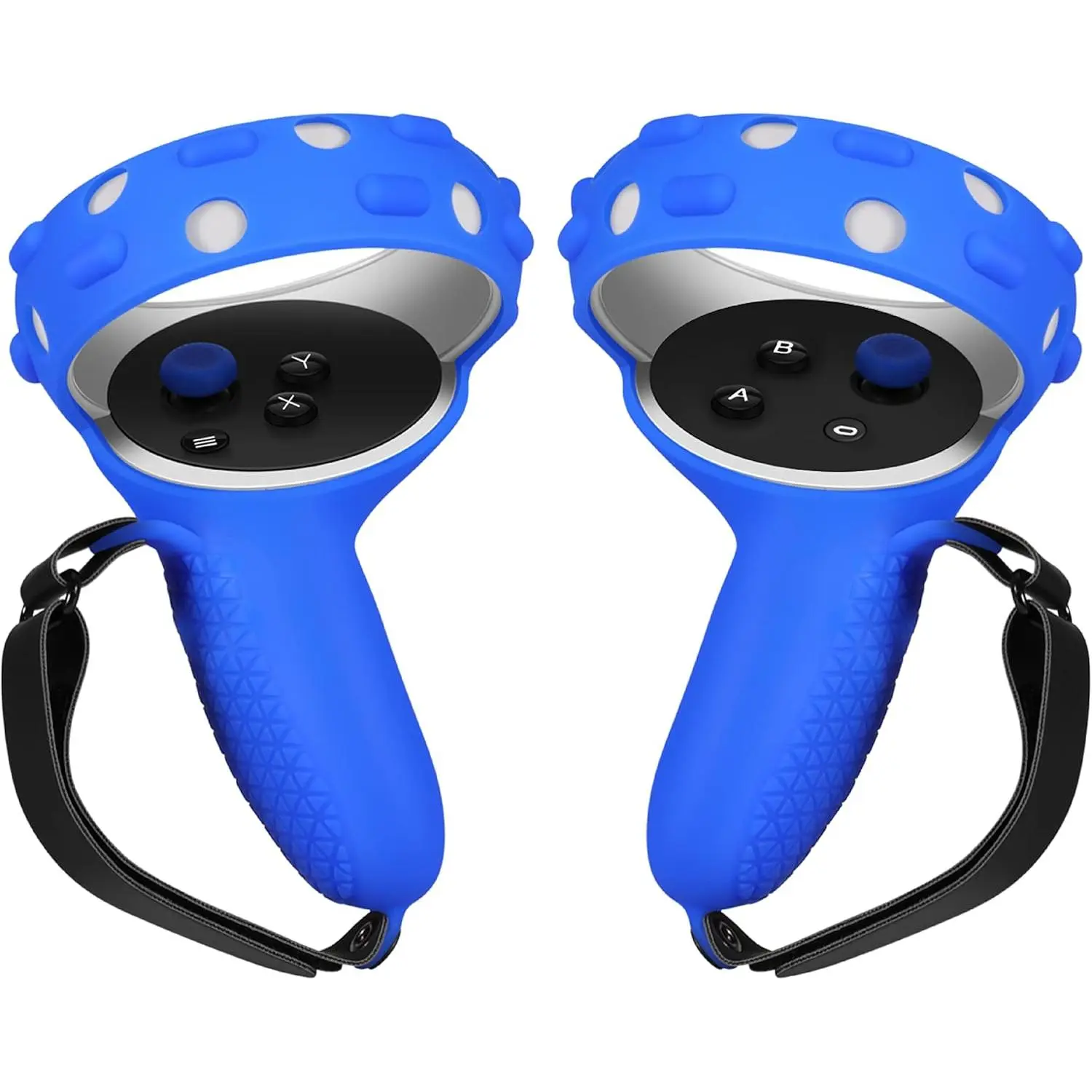 Controller Grips for Oculus Quest 2 / Meta Quest 2 Knuckle Strap Blue VR Touch Controller Hand Grip Cover Protector Sleeve with Anti-Throw Adjustable Straps