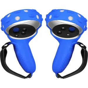 Controller Grips for Oculus Quest 2 / Meta Quest 2 Knuckle Strap Blue VR Touch Controller Hand Grip Cover Protector Sleeve with Anti-Throw Adjustable Straps