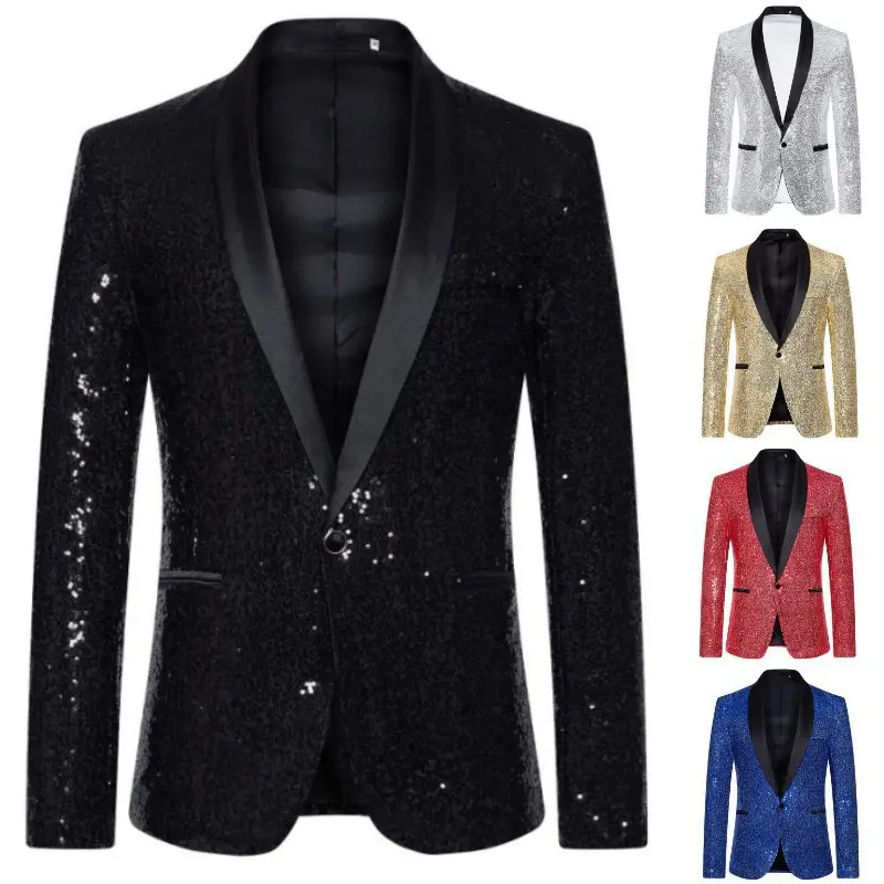 2025 Men's sequined suit jacket - new trendy stage performance outfit for singers conductors and hosts Menswear Formal