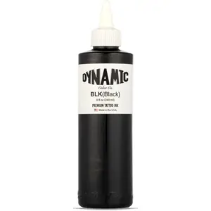 Dynamic Color Black Tattoo Ink, Made in USA Since 1990, 8 oz | Sterilized and lot-numbered for full traceability; established American brand trusted by artists worldwide