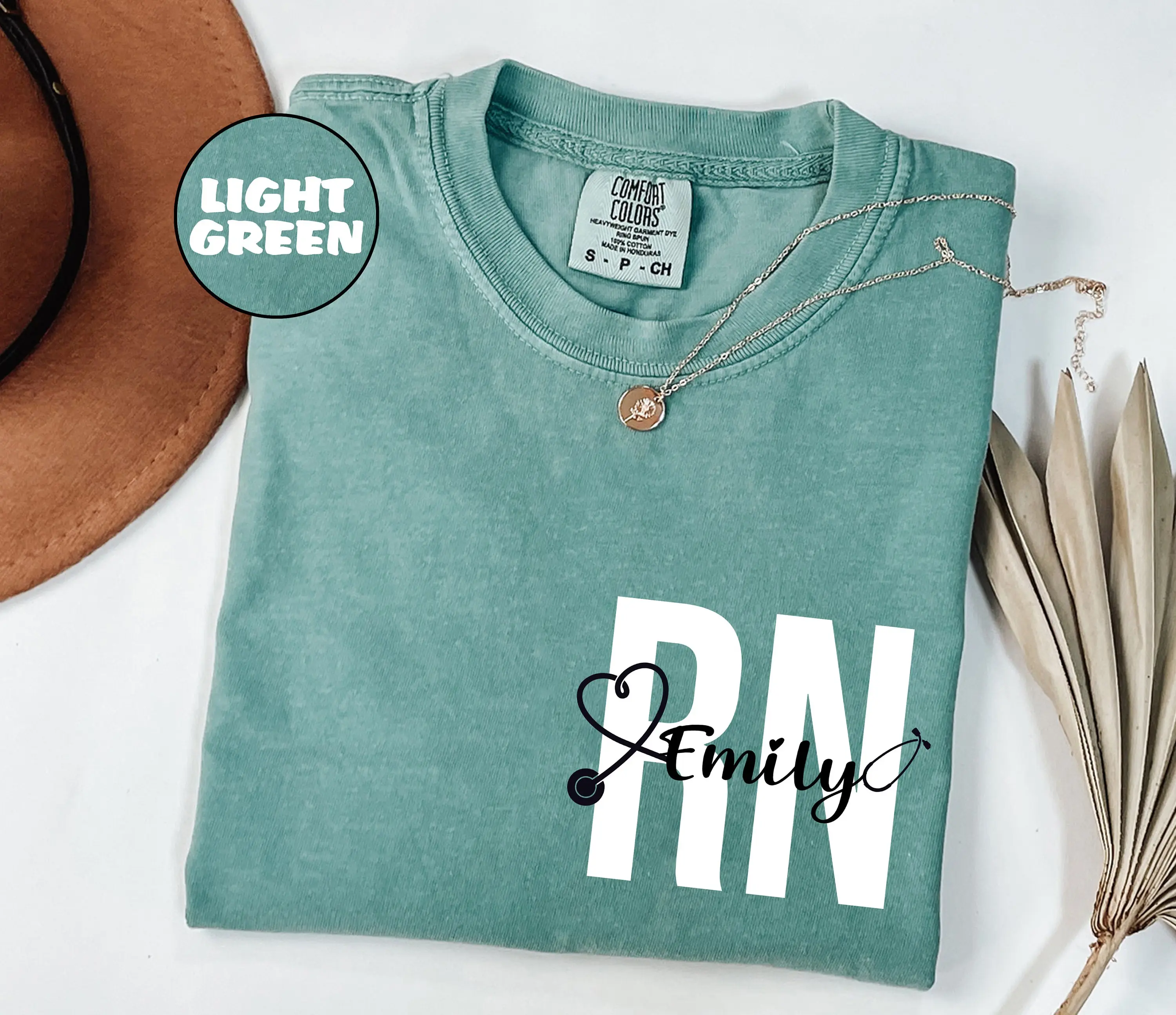 Custom Registered Nurse Comfort Colors T-shirt, Personalized Name Nurse Shirt, RN Pocket Outfit, RN Grad Tee, New Nurse Outfit, Nurse Gift