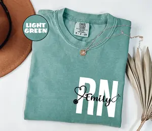 Custom Registered Nurse Comfort Colors T-shirt, Personalized Name Nurse Shirt, RN Pocket Outfit, RN Grad Tee, New Nurse Outfit, Nurse Gift