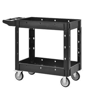 Two-Shelf Utility Cart with Wheels ,600 lbs. Capacity Rolling Utility & Tool Carts for Warehouses, Industrial Settings, Auto Garages, for indoor and outdoor, & More,with Locking Wheels