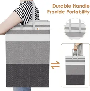 Portable Waterproof Laundry Basket with Strong Handles, Large Freestanding Dirty Clothes Hamper for Neat Organization in Family Bedroom Bathroom and Dorm