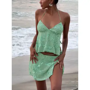 What A Coincidence Beaded Mini Skirt Teal