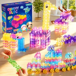 JOYSPOT Soft Jelly Blocks, Squishy Multi-color Stacking Building Blocks Toy, Non-toxic Sensory Play Toy, Safe Squeezable & Stretchable, Jelly Blocks for Stress-Relief Kids Early learning Preschool STEM ADHD-Relief Creative Construction Bath Toy Age 3+