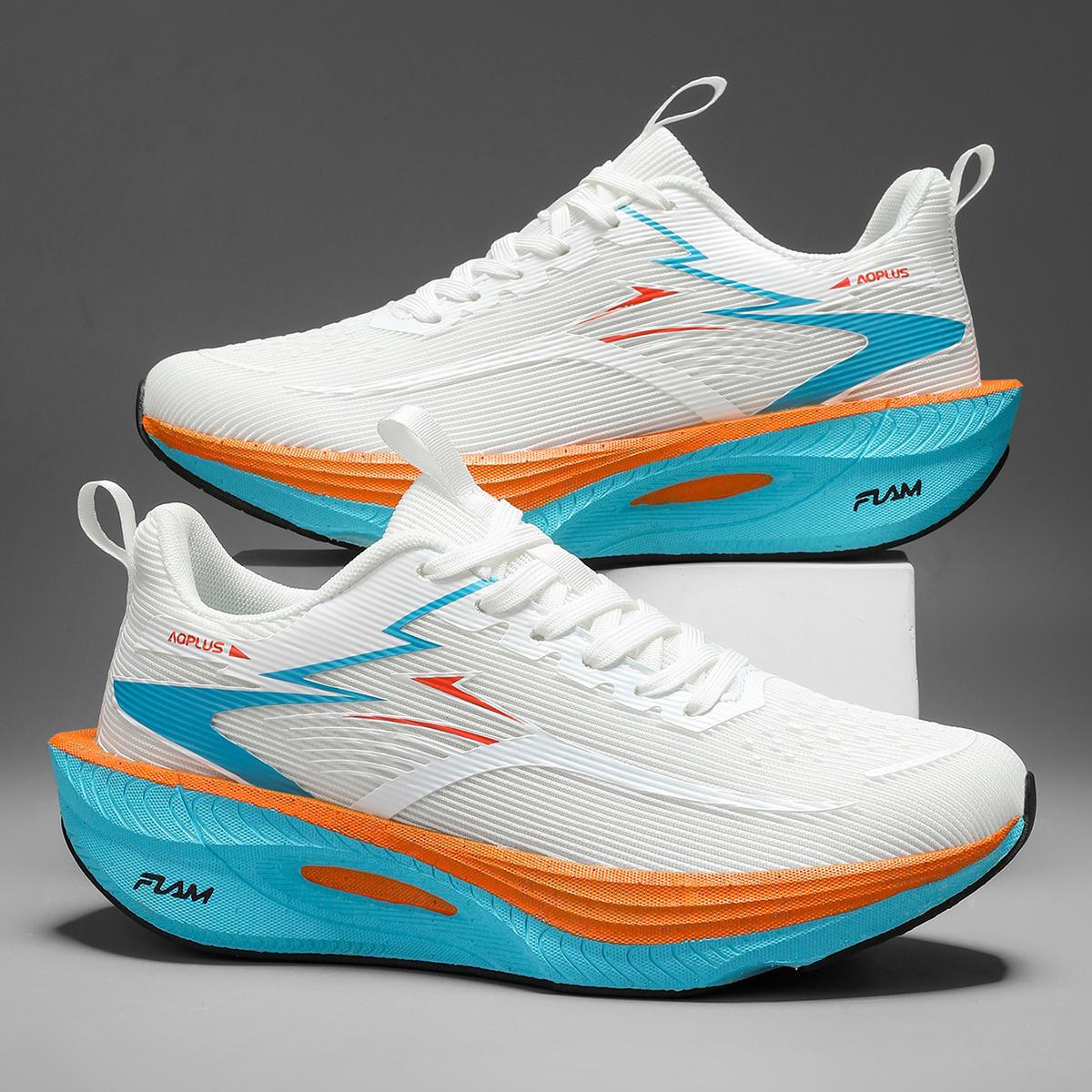 AOPLUS Lightweight Running Sneakers. Viral White Teal Athletic Shoes for Men & Women. Experience Cloud Comfort with Breathable Mesh & Shock Absorbing Chunky Sole. The Ultimate Versatile Gym to Street Footwear for Your Everyday Athleisure OOTD.