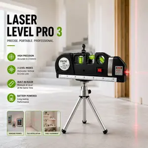 Laser Level Tool with Tripod Stand – Cross Line Laser Level with Metric Rulers, for Wall Tiling, Picture Hanging, Cabinet Installation, and Floor Leveling.#SummerWins#DealsForYouDays#father's day gift