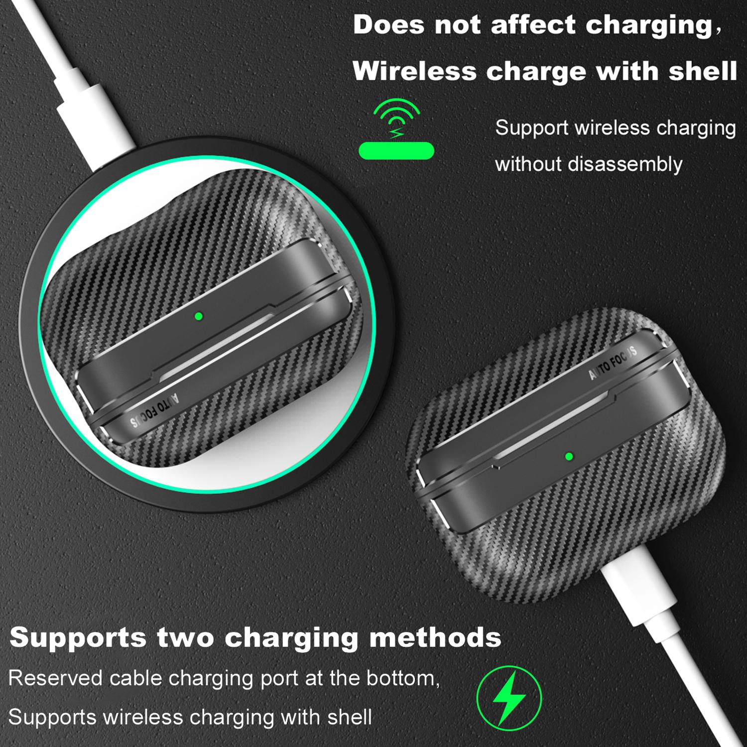 [Free!!Ship!] Carbon Fiber Texture Earphone Casefor AirPods Pro 3/2 AirPods 4/3/1/2 Wireless Charging Shockproof Cover with Carabiner