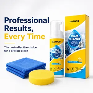 4-Pack Lemon Scented Multi-Purpose Foam Cleaner Spray Kit, Heavy Duty Deep Cleaning Stain Remover for Car Interior, Car Seat, Sofa, Home and Kitchen Detailing