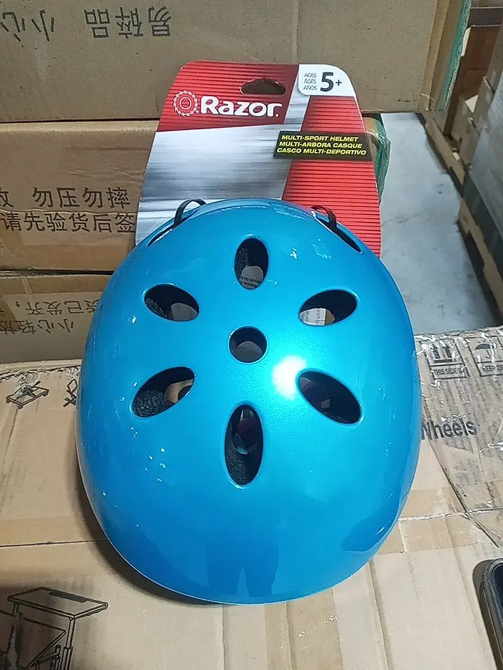 Razor V-12 Multi-Sport Helmet - CPSC Approved Kid’s Helmet with Adjustable Strap - Lightweight Kid’s Bike Helmet with Foam Padding for ?Cycling & Skateboarding | Blue