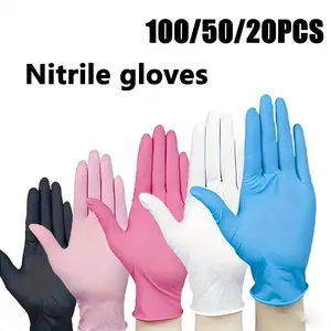 20/50/100pcs Durable Rose Red Nitrile Dishwashing Gloves, Non-Medical Grade, Latex-Free, Suitable for Permanent Makeup, Nail and Hair Services, Painting, Odor-Free Household Bathroom Cleaning Gloves, Multi Purpose Glove