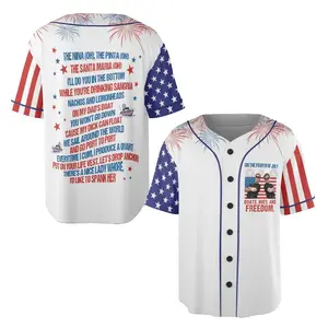 Patriotic Merica Baseball Jersey, USA 4th of July Button Up Shirt, Retro Summer Independence Day Outfit