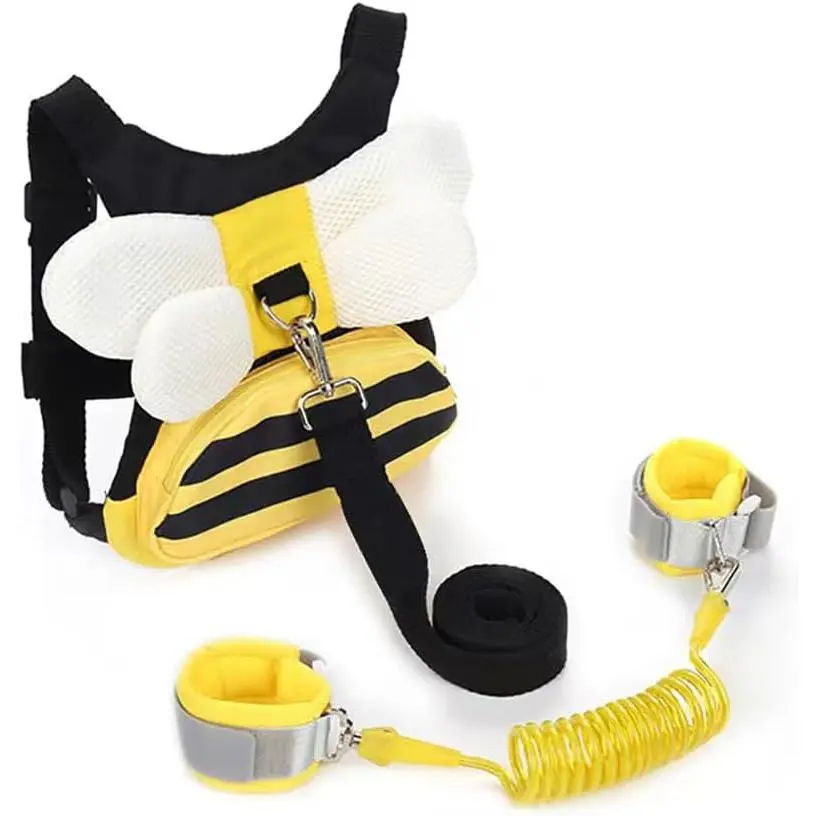 ST-59 3 in 1 Toddler Harness Leashes + Anti Lost Wrist Link, Kids Bee Safety Backpack Harness with Children Leashes, Child Anti Lost Leash for Girls Boys Outdoor