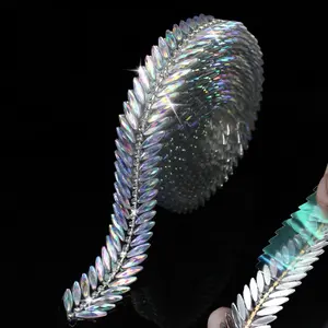 1 Yards Bling Rhinestone Ribbon  AB Self Adhesive Glitter Tape  Trim Chain DIY Stickers  Strips Roll for Christmas Party Phone Wedding Cake Decoration