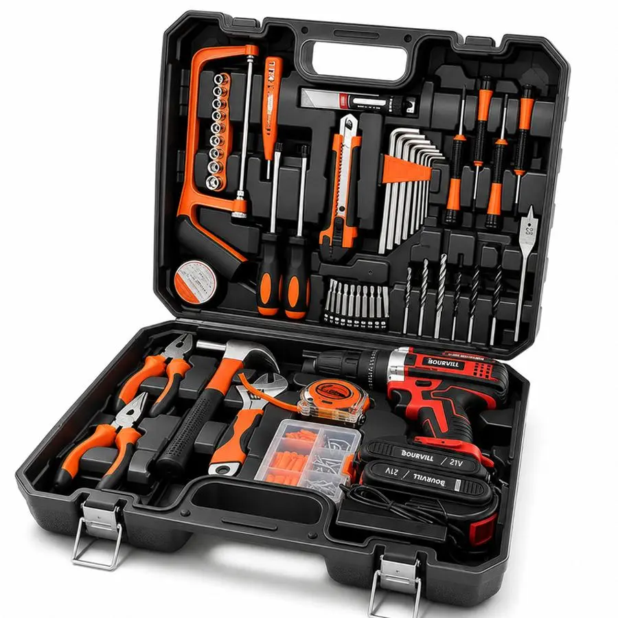 【BT】128 Piece Tool Set Kit - Power Tool kit with 21V Cordless Drill, Household Tools Set with DIY Hand Tool Kits For Fence Installation, Room Décor, FurnitureAssembly, And Daily Repairs