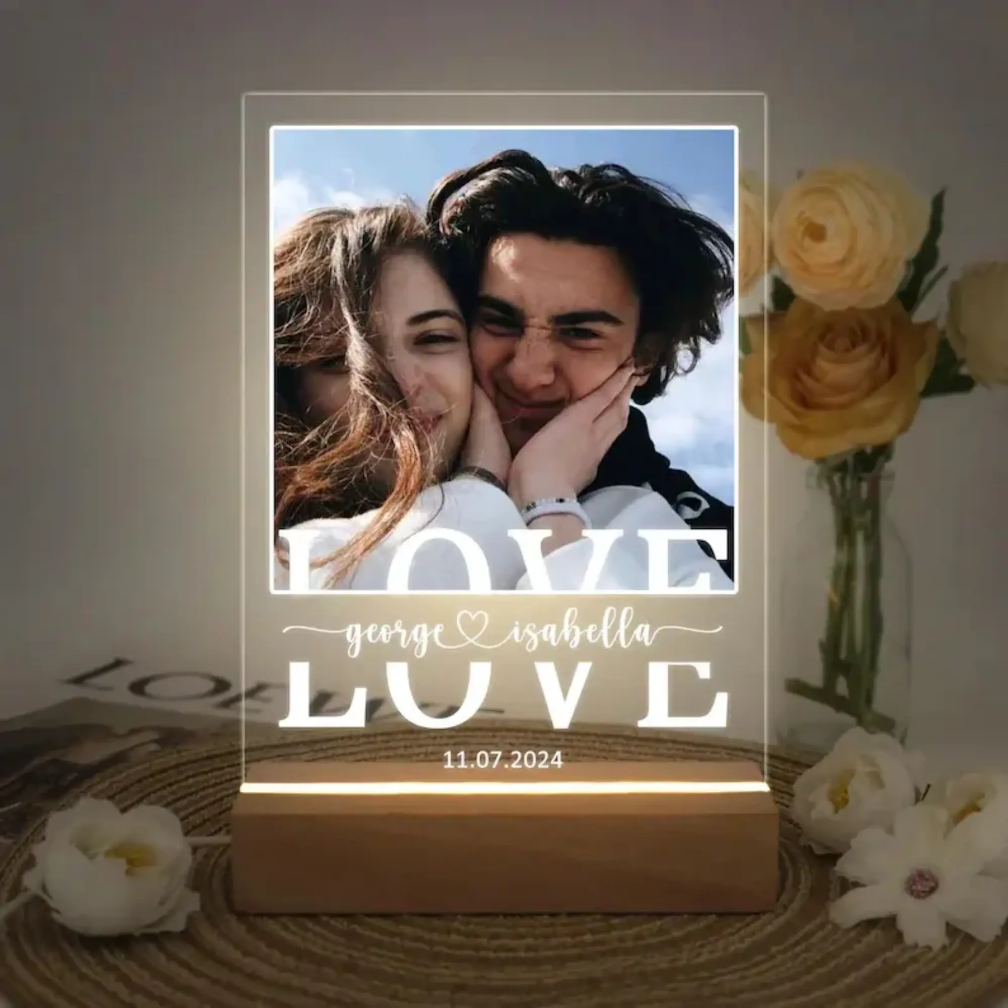 Custom Photo LED Light, Photo Collage Lamp, Sentimental Boyfriend Gifts, Personalized Acrylic Picture Frame, Gift for Couple, Christmas Gift, Gift for Her Him Friends, Anniversary Gifts for Him