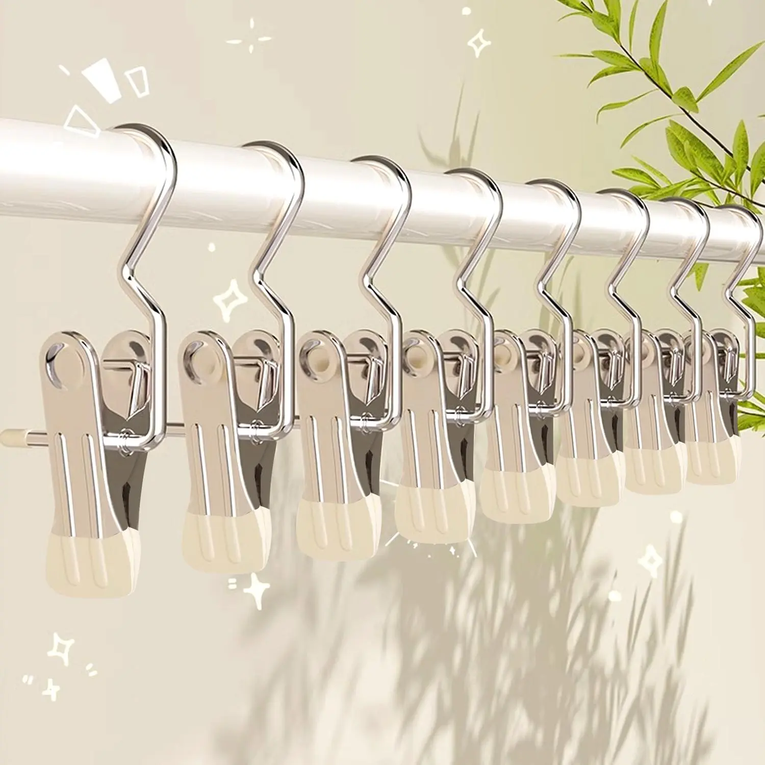 16-Count Stainless Steel Anti-Rust Heavy Duty Non-Slip Metal Clip Clothespins - Waterproof Multifunctional Hook Attachment Hangers & Pegs, Heavy Duty Hangers Accessory, Space-Saving Home Organizer for Laundry, Fits Most Bathroom, Closet, and Lines