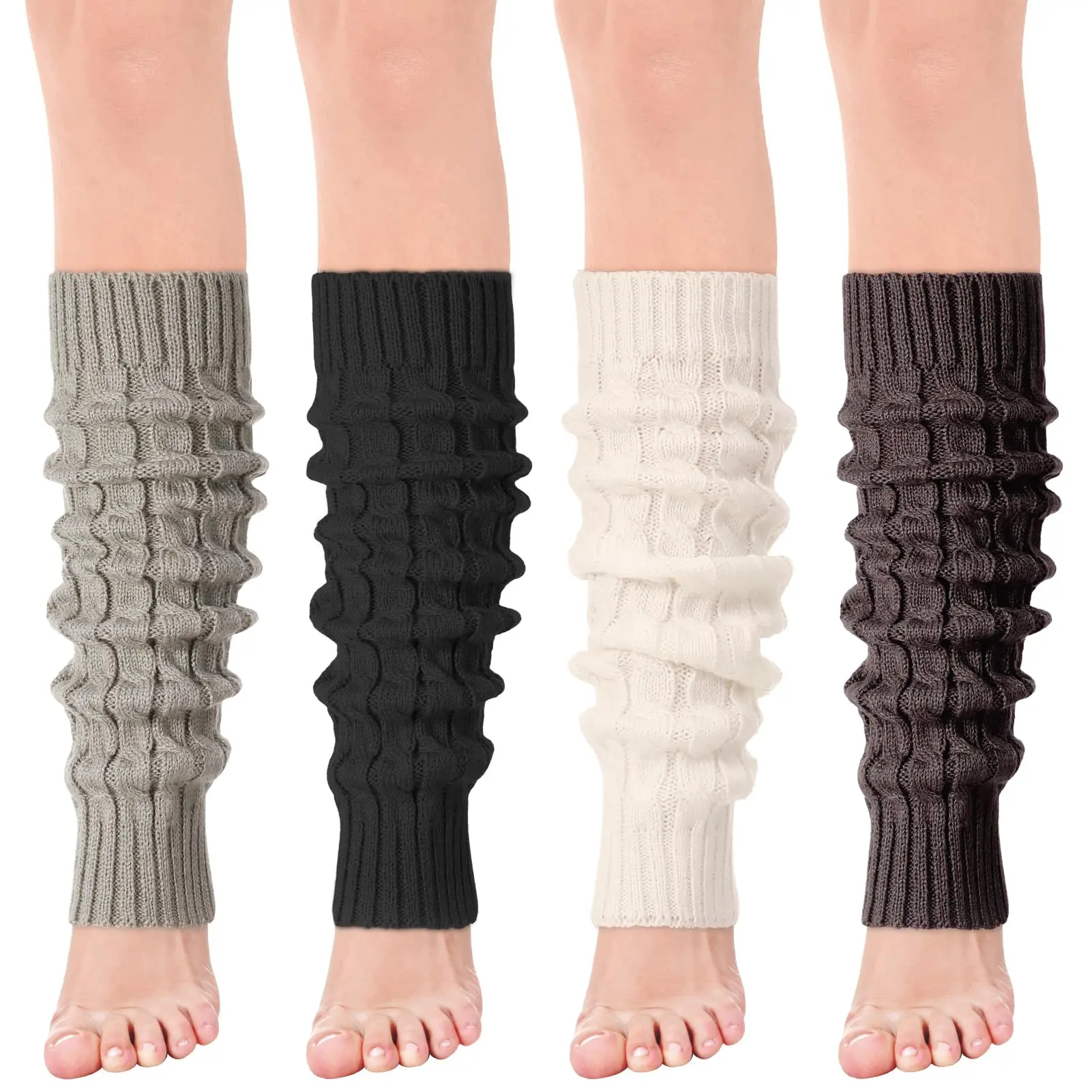 Women's 80s Cable Knit Long Leg Warmers Extra Soft for Yoga Ballet Dance Retro Style Comfortable Fit,  Womenswear
