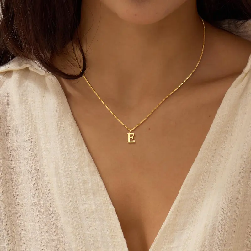 Dearmay Women's 14K Gold Plated Alphabet Necklace, Waterproof Minimalist Gold-Tone Name Necklace with A-Z Goldplated Letters Pendant & Cubic Zirconia, Cute Personalized Jewelry Gift