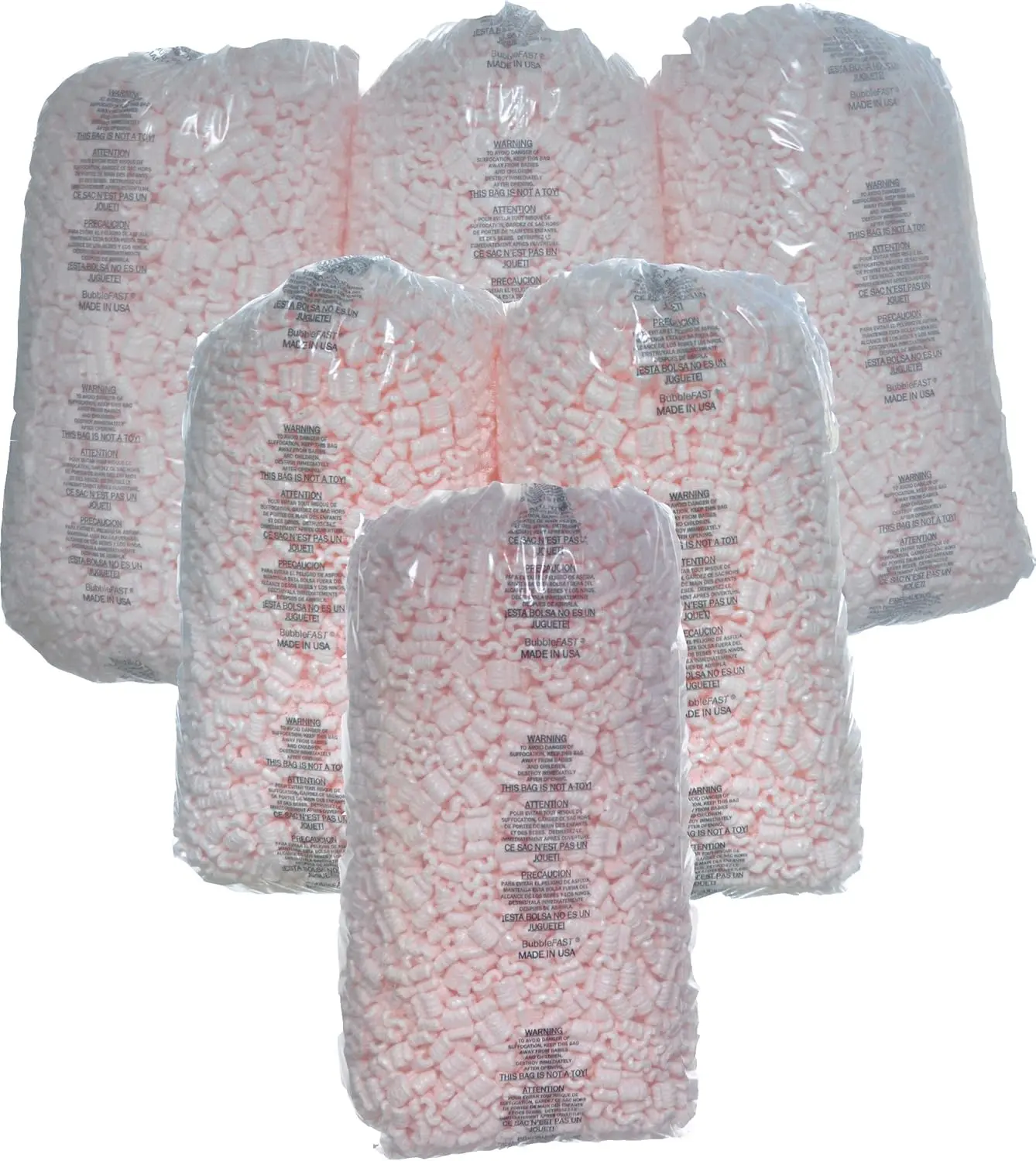 Packing Peanuts 6 x 3.5 Cu Ft Bags Pink Anti-Static 21-Gal Popcorn Packing Peanuts
