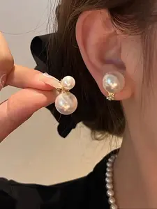 Women's Elegant Copper Ear Cuff Clip, Faux Pearl Design, No Piercing Needed, All Season Jewelry Accessory for Women, Fashion Earring, Earrings Jewelry, High Quality Earrings