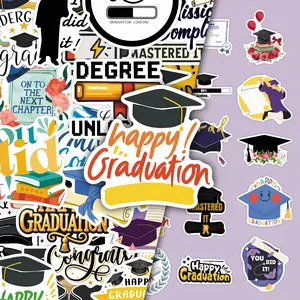 50 Sheets of Graduation Season Creative Aesthetic Design Celebration Decorative Stickers for Scrapbook, Luggage, and Phone Case