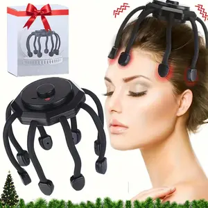 Automatic 8-Head Scalp Massager, Rechargeable Intelligent Vibration Head Relaxer, Multi-Dimensional Stress Relief Tool for Home Use, Rechargeable Scalp Massagers