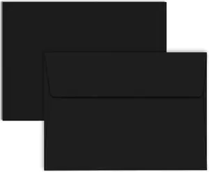 50 Packs of Black 4X6 Envelopes for Invitation, A6 Black Envelopes Self Seal for Cards, Photos, Wedding, Birthday, Party, Babay Shower