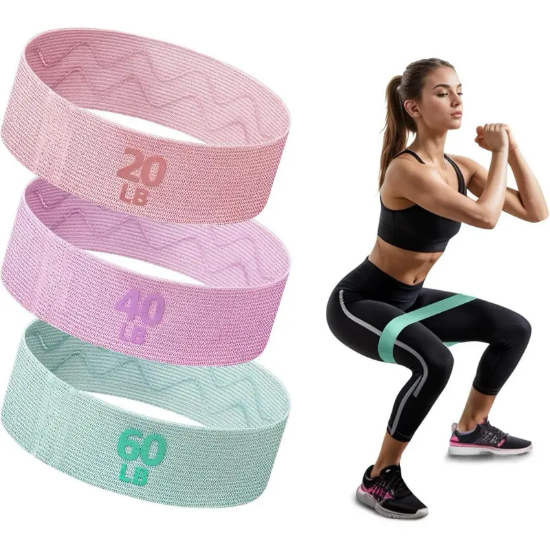 3-Pack Fabric Resistance Bands - Thick Durable Exercise Equipment, Elastic Training Strength Bands with 3 Levels for Home Workouts, Pilates, Portable Fitness Gear, Elastic Training Band